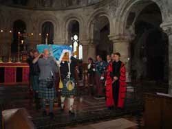 Carrying the coffin out of the church